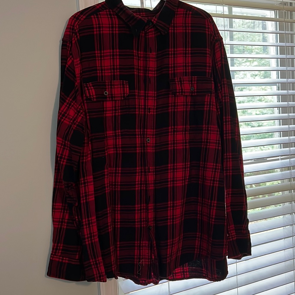 Faded Glory Mens XXL black and red flannel